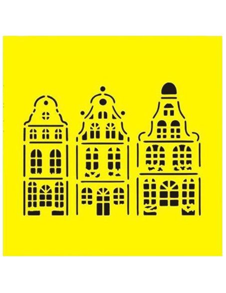 Στένσιλ πλαστικό "Σπίτια" 16x16εκ.  (ST0101)