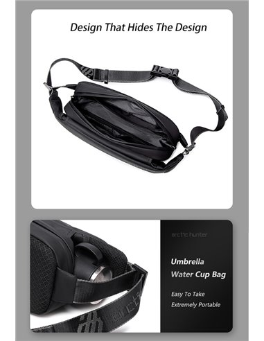 ARCTIC HUNTER τσάντα μέσης YB00029, αδιάβροχη, μαύρη