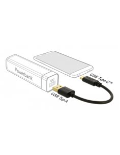 DELOCK καλώδιο USB σε USB Type-C 85354, 3A, 22AWG, 0.15m, μαύρο