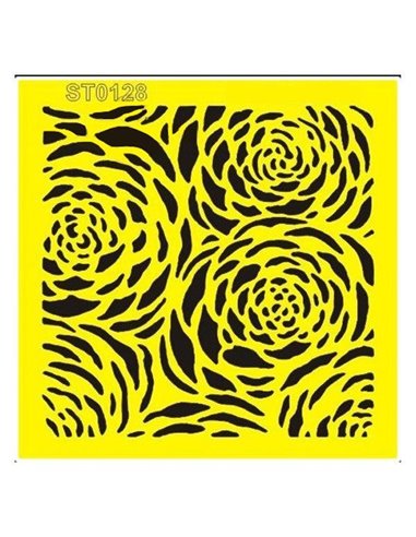 Στένσιλ πλαστικό "Τριαντάφυλλα" 16x16εκ.  (ST0128Β)