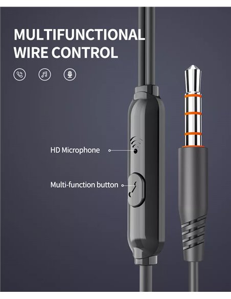 YISON earphones με μικρόφωνο X4, 3.5mm, 1.2m, μαύρα