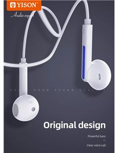YISON earphones με μικρόφωνο X4, 3.5mm, 1.2m, λευκά