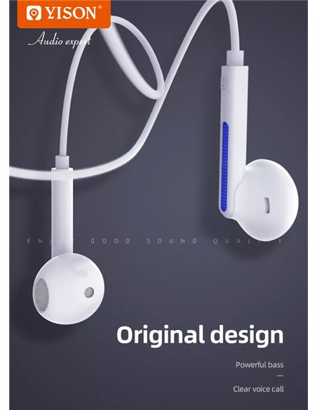YISON earphones με μικρόφωνο X4, 3.5mm, 1.2m, λευκά