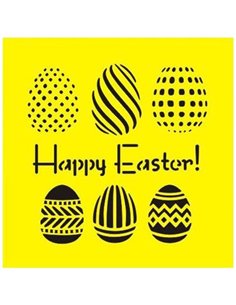 Στένσιλ πλαστικό "Πασχαλινά αβγά" 16x16εκ.  (ST0143)