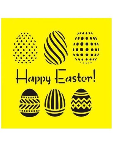 Στένσιλ πλαστικό "Πασχαλινά αβγά" 16x16εκ.  (ST0143)