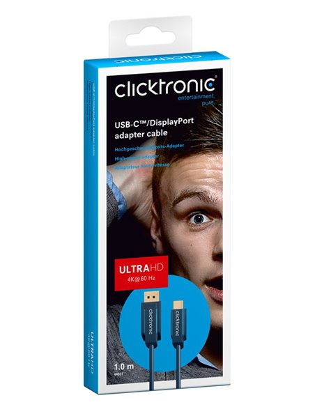 CLICKTRONIC καλώδιο DisplayPort σε USB Type-C 44931, 4K/60Hz, 1m, μπλε