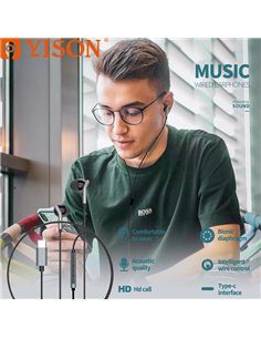 YISON earphones με μικρόφωνο X6, Type-C, 1.2m, μαύρα