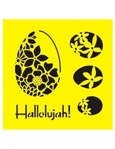 Στένσιλ πλαστικό "Πασχαλινά αβγά" 16x16εκ.  (ST0144Α)