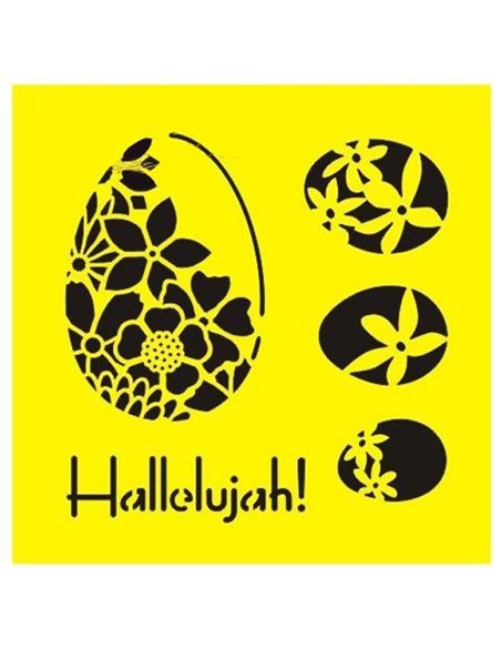 Στένσιλ πλαστικό "Πασχαλινά αβγά" 16x16εκ.  (ST0144Α)