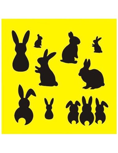 Στένσιλ πλαστικό "Πασχαλινά λαγουδάκια" 16x16εκ.  (ST0140)
