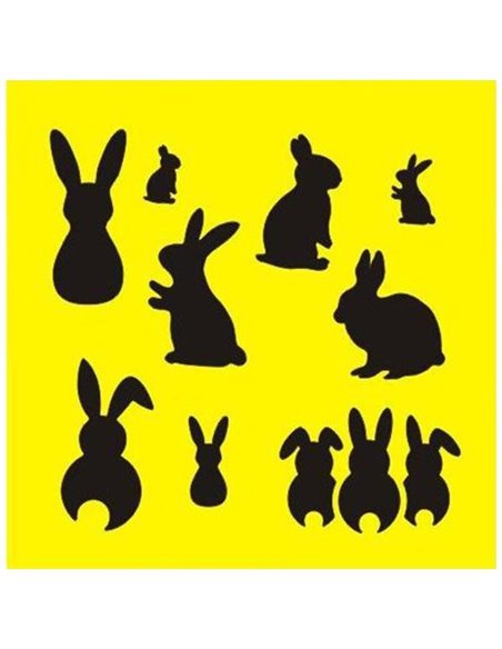 Στένσιλ πλαστικό "Πασχαλινά λαγουδάκια" 16x16εκ.  (ST0140)