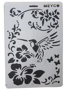 Στένσιλ απο πολυπροπυλένιο Α4 άνθη-πουλί