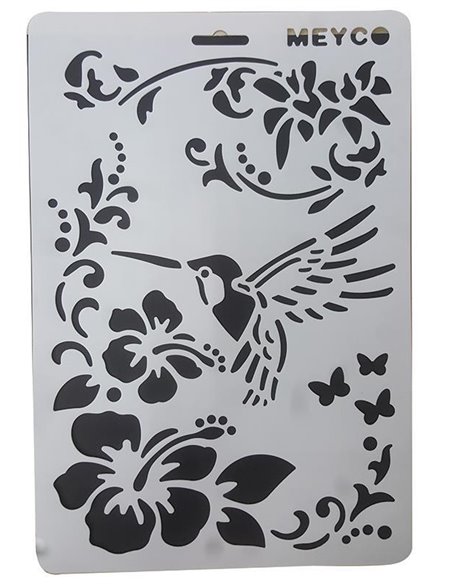 Στένσιλ απο πολυπροπυλένιο Α4 άνθη-πουλί