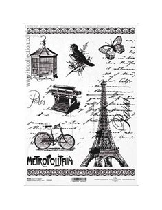 Ριζόχαρτο "Eiffel tower-bicycle" 21x29εκ.   (ITD-R1512)