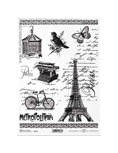 Ριζόχαρτο "Eiffel tower-bicycle" 21x29εκ.   (ITD-R1512)