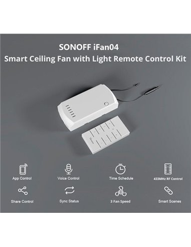 SONOFF smart διακόπτης ανεμιστήρα οροφής IFAN04 με RF χειριστήριο, Wi-Fi