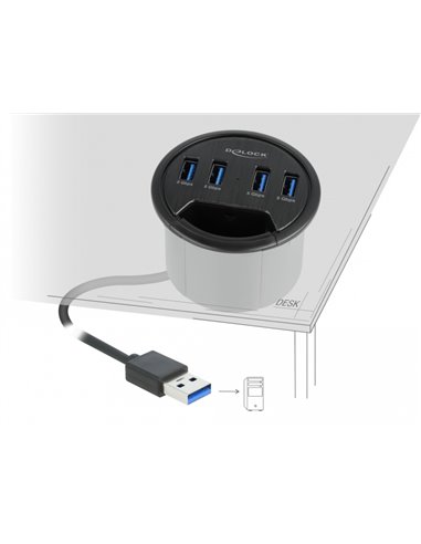 DELOCK USB hub 64153, 4x USB 3.2 Gen 1, 5Gbps, 60mm, μαύρο