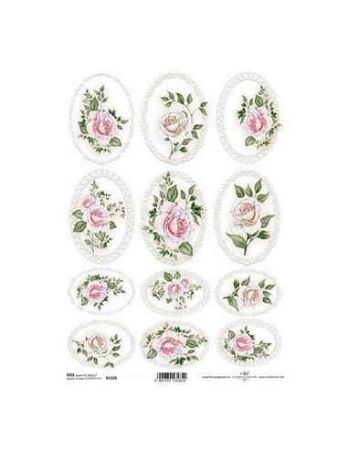 Ριζόχαρτο "pink roses" 21x29εκ.   (ITD-R1326)