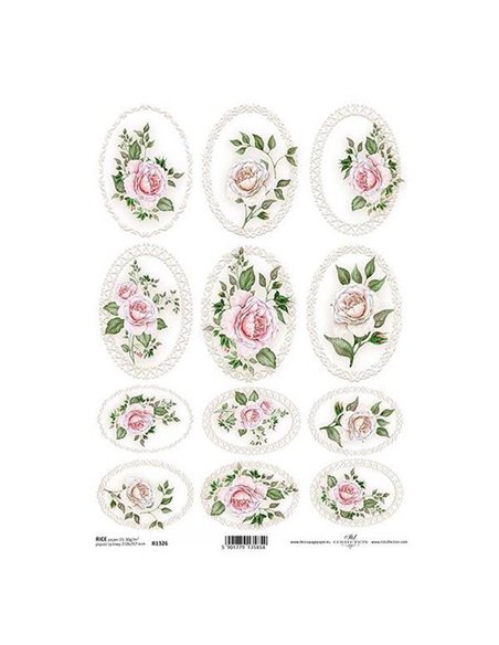 Ριζόχαρτο "pink roses" 21x29εκ.   (ITD-R1326)