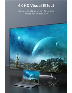 CABLETIME 3 in 1 HDMI 2.0 switch HS4K3 με ασύρματο χειριστήριο, 4K, γκρι