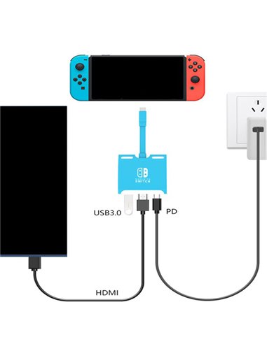 USB-C hub SHUB31 για Nintendo Switch, USB/HDMI 4K/USB-C PD 100W, κόκκινο