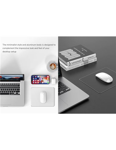 Μεταλλικό mouse pad CT-MP24-AS, 246x202x2mm, αλουμίνιο, ασημί/μαύρο