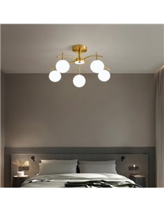 POWERTECH φωτιστικό οροφής HLL-0074, 5x G9, 65cm, μεταλλικό, χρυσό