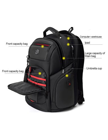 ARCTIC HUNTER τσάντα πλάτης B00341 με θήκη laptop 15.6", 30L, μαύρη
