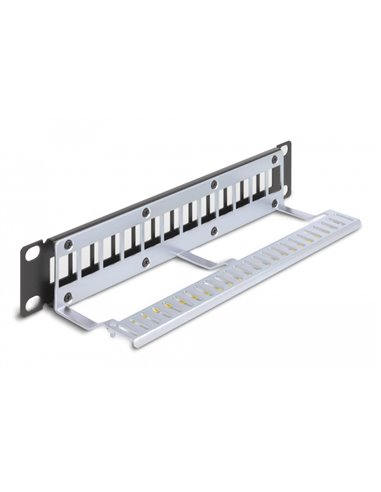 DELOCK Keystone patch panel 66874, 10"/1U, 12x ports, μαύρο