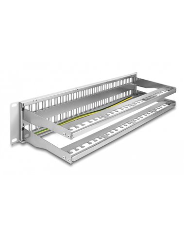 DELOCK Keystone patch panel 66879, 19"/2U, 48x ports, γκρι