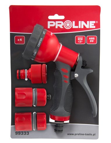 PROLINE kit πιστόλι νερού 99333, με ρακόρ & 2x ταχυσυνδέσμους, 4τμχ