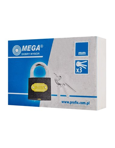 MEGA λουκέτο ασφαλείας 24450, 3x κλειδιά, μεταλλικό, 50mm