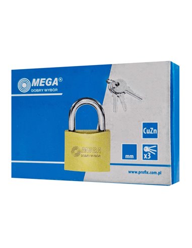 MEGA λουκέτο ασφαλείας 24263, 3x κλειδιά, μεταλλικό, 63mm
