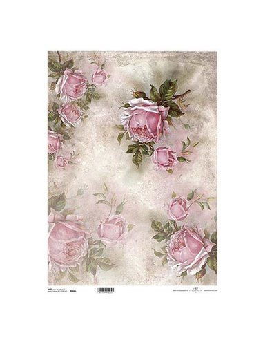 Ριζόχαρτο "pink roses" 42x29.7εκ.   (ITD-R066L)