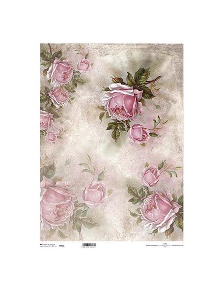 Ριζόχαρτο "pink roses" 42x29.7εκ.   (ITD-R066L)