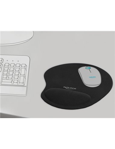 DELOCK mousepad 12040 με gel στήριγμα καρπού, 230 x 202mm, μαύρο