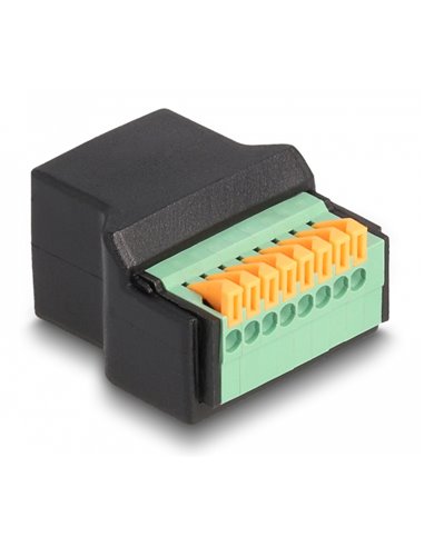 DELOCK adapter RJ45 σε 8 pin terminal block 66948, 2.54 mm pitch , μαύρο