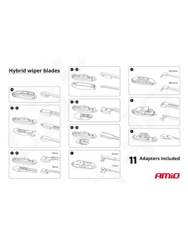 AMIO υαλοκαθαριστήρας Hybrid 02203, 16" (400mm), 11 αντάπτορες