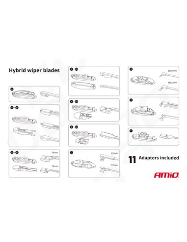 AMIO υαλοκαθαριστήρας Hybrid 02201, 14" (350mm), 11 αντάπτορες