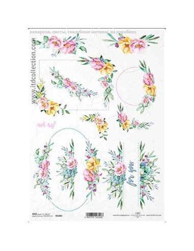 Ριζόχαρτο "Watercolors flowers 1" 21x29εκ.   (ITD-R1460)