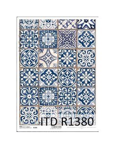 Ριζόχαρτο "Vintage-blue tiles" 21x29εκ.   (ITD-R1380)