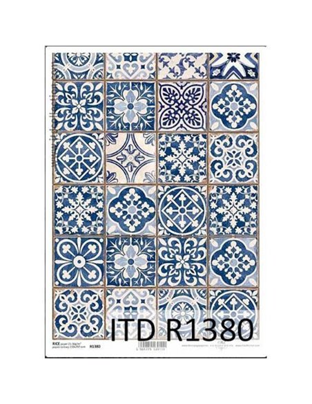 Ριζόχαρτο "Vintage-blue tiles" 21x29εκ.   (ITD-R1380)