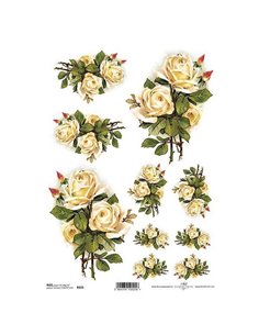 Ριζόχαρτο "white roses" 21x29εκ.   (ITD-R225)