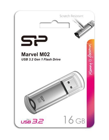 SILICON POWER USB Flash Drive Marvel M02, 16GB, USB 3.2, γκρι