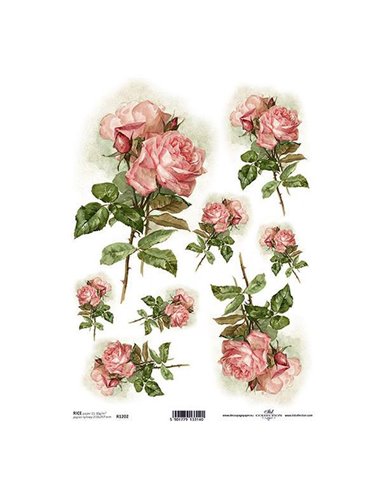 Ριζόχαρτο "pink roses" 21x29εκ.   (ITD-R1202)