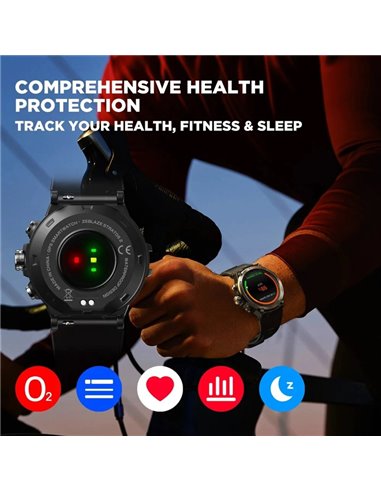 ZEBLAZE smartwatch Stratos 2, 1.3" AMOLED, GPS, heart rate, 5 ATM, μαύρο