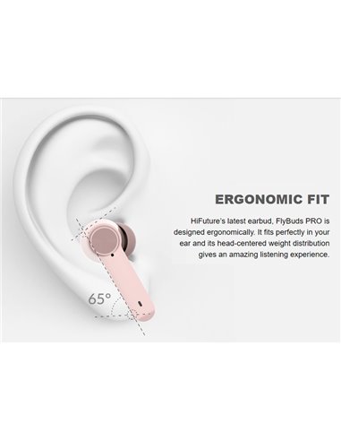 HIFUTURE earphones με θήκη φόρτισης FlyBuds Pro, True Wireless, ροζ
