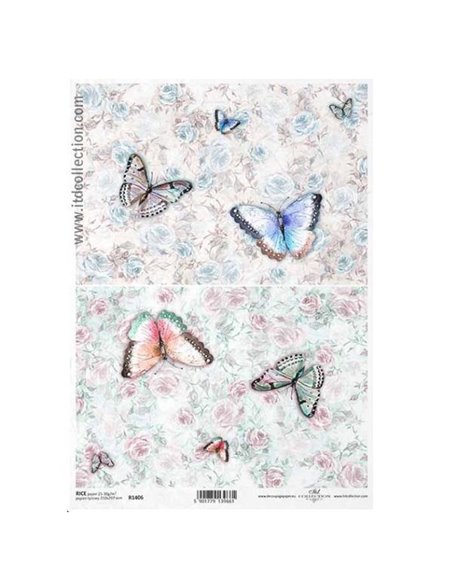 Ριζόχαρτο "Butterflies-flowers" 21x29εκ.   (ITD-R1406)