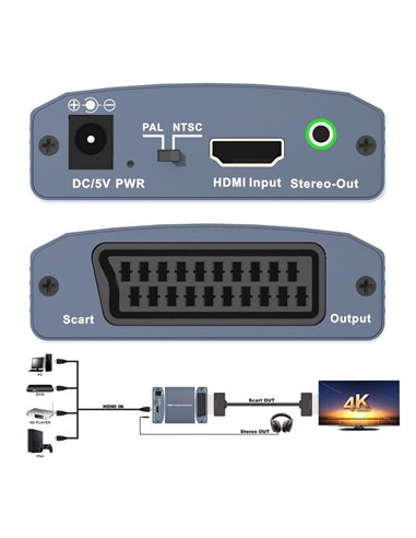 Video Converter CAB-H146 από HDMI σε scart & 3.5mm, 4K