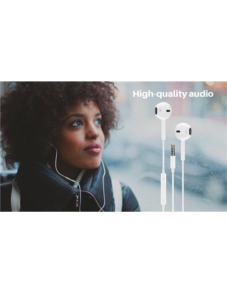 POWERTECH earphones με μικρόφωνο Classic, 3.5mm, 1.2m, λευκά
